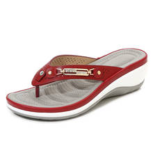 Women Sandals 2020 Metal Buckle Wedge Platform Beach Flip Flop Breathable Herringbone Comfortable Casual Ladies Slippers Shoes 2024 - buy cheap