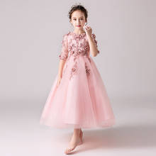 Gorgeous 2020 New Autumn Half Sleeve Floral Children Kids  Birthday Evening Children's Day Party Prom Gowns Girls Flowers Dress 2024 - buy cheap