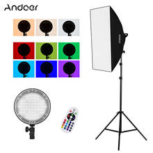 Andoer-Kit de iluminación para estudio fotográfico, Softbox de luz LED RGB de 2,4G, soporte de luz, telones de fondo para fotografía 2024 - compra barato