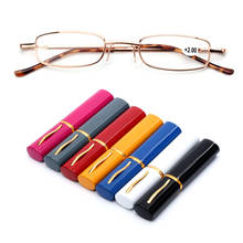 Unisex Reading Glasses with Pen Tube Case Portable Presbyopic Classic Metal Telescopic Legs Hinge Eyeglasses Vision Care 1.0-4.0 2024 - buy cheap