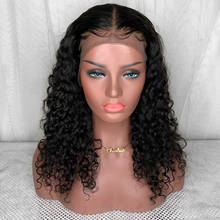 Glueless Midium Bob Kinky Curly Black 13x4 Lace Front Human Hair Wig For Women With Baby Hair Pre Plucked Brazilian Remy Can Dye 2024 - buy cheap