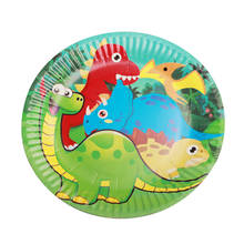 10pcs Jungle Dinosaur Disposable Paper Tableware Cartoon Animal Flamingo Plates for Boys Girls Baby Shower Birthday Party 2024 - buy cheap