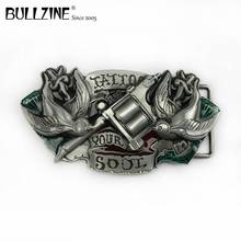 The Bullzine wholesale Tattoo your soul belt buckle with pewter finish FP-03514 suitable for 4cm width snap on belt 2024 - buy cheap