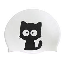 Cartoon Cat Dog Swimming Cap Personality Swim Pool Caps Waterproof Silicone Hat Protect Ears Hair for Men Women Boys Girls White 2024 - buy cheap