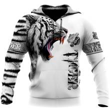 Moletom com capuz estampa tigre branco 3d, jaqueta masculina com zíper unisex dy72 2024 - compre barato