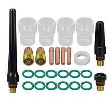 Lente Gás TIG Stubby Collet Corpo 3/32 "2.4 milímetros Collet 17GL332 10N24S Pyrex Copo #12 Kit Para DB SR WP 17 18 26 TIG Tocha 26pcs 2024 - compre barato