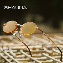 Shauna óculos de sol vintage e oval, óculos da moda feminina, sem aro, lentes degradê transparente oceano, proteção uv400 2024 - compre barato