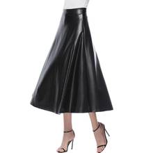 2022 Women Skirts Faux Leather High Waist Zipper Large Swing Long Skirt юбка Women's Clothing 2024 - buy cheap