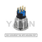 Botão interruptor de pressão de metal, 16/19/22mm, botões giratórios de aço inoxidável em 2/3 posições, seletor de 3/6 pinos, plugue conector de pé - especificações