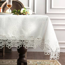 White Lace Rectangular Tablecloth Dinning Party Square Coffee TV Table Cover Chair Jacquard Cutwork European Embroidery 2024 - buy cheap