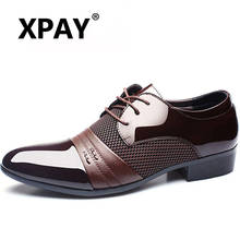 XPAY Men Leather Shoes Oxford PU Leather Men's Dress Shoes Business Flat Shoes Breathable Men's Banquet Wedding Shoes 48 2024 - buy cheap