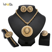 Italy Fashion Dubai Big Jewelry Sets Charms Long Chain Accessories Women Wedding Necklace Earrings Bracelet Ring Set 2024 - buy cheap
