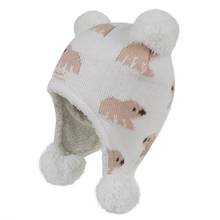 Connectyle Toddler Infant  Baby Boys Girls Cotton Cute Cartoon Bear Skull Cap Fleece Lined Fall Winter Hats With  Earflap Cap 2024 - buy cheap