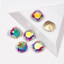 Top Quality AB Color Cushion Cut Shape Crystal Non Hotfix Nail Art Rhinestone Super Bright Glass Strass 3D Nail Art Decorations 2024 - buy cheap