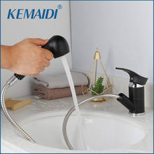 KEMAIDI Black Basin Faucet Pull Out Bathroom Sink Faucet Single Handle Waterfall Bathroom faucet Cold and Hot Water Sink Mixer 2024 - buy cheap