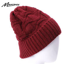 Gorro feminino tricotado, chapéu feminino unissex de malha 2024 - compre barato