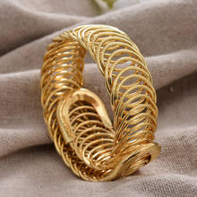 Pulseira luxuosa aberta 24k extensível, cor de ouro dubai, braceletes para mulheres, meninas, esposa, noiva, pulseiras, joia, presente 2024 - compre barato