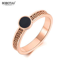 BOBOTUU Original Design Black Acrylic Anniversary Ring Jewelry For Women Trendy Rotatable Titanium Stainless Steel Ring BR19091 2024 - buy cheap