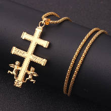 Gold Color Catholic Caravaca Crucifix Orthodox Cross Pendant Necklace Cherub Angel Best Christian Necklaces For Men Women 2024 - buy cheap