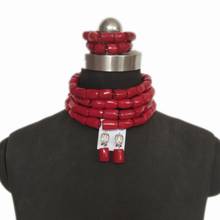 4UJewelry 12-13 мм красные коралловые бусины Африканский ювелирный набор для нигерийских женщин колье кулон ожерелье набор 4 слоя костюм ювелирные изделия Дубай набор турецкий Племенной набор 2024 - купить недорого