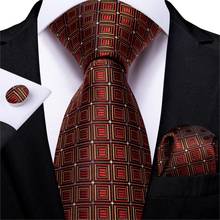 New Wedding Men Tie Red Gold Plaid Fashion Designer Tie For Men Business Party 8cm Dropshipping DiBanGu Groom Tie Kravat MJ-7322 2024 - buy cheap