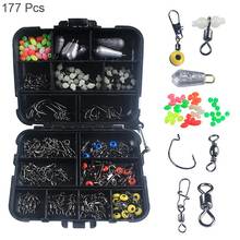 177 pçs kit de acessórios de pesca conjunto com caixa de equipamento de pesca incluindo pescaria pesos chumbos de pesca snaps gabarito gancho pesca 2024 - compre barato