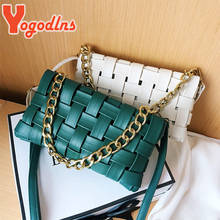 Yogodlns Fashion Chain Shoulder Bag For Women PU Leather Woven Bag Solid Color All-match Crossbody Bag Designer Bag 2024 - buy cheap