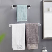 Self-adhesive Towel Holder Storage Rack Wall Mounted Towel Hanger Bar Shelf Multifuction Bathroom Organizer Accessories 2024 - купить недорого