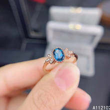 KJJEAXCMY-Anillo de plata de ley S925 con incrustaciones de Topacio azul natural, joyería fina, anillo ajustable popular para chica, prueba de estilo chino 2024 - compra barato