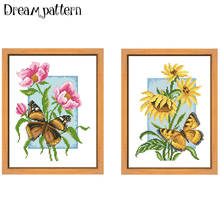 Butterflies and flowers cross stitch kits aida fabric 18ct 14ct 11ct white unprint cotton thread embroidery kits DIY craft 2024 - buy cheap