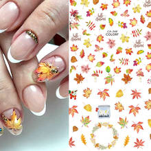 1 Sheet Nail Art 3D Decals  Maple Leaves Autumn Theme Nail Sliders Decor Tips Leaf Sticker For Nail Art 2024 - buy cheap