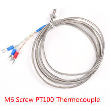 M6 Screw Bolt Head PT100 RTD Resistance Temperature Detector Thermal Sensor 3 Wires Cable for Boiler Oven Temperature Controller 2024 - buy cheap