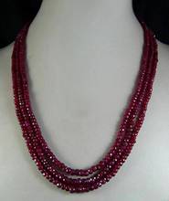 AAA Natural 2x4mm NATURAL RUBY FACETED BEADS NECKLACE 3 STRAND 18-20" 2024 - buy cheap