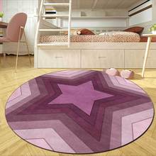 Girl Princess Room Round Area Rugs Purple Pink Gradient Big Star Print Carpets Bedroom Hanging Basket Chair Non-Slip Floor Mat 2024 - buy cheap