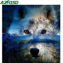 AZQSD-pintura de diamante 5d de Lobo, bordado de diamantes de animales, decoración para el hogar hecha a mano, regalo, imagen de costura de diamantes de imitación 2024 - compra barato