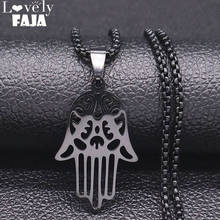 2022 Hamsa Hand Black Color Stainless Steel Chain Necklace Men Black Color Necklaces Pendants Jewelry Christmas Gift N1036S03 2024 - buy cheap