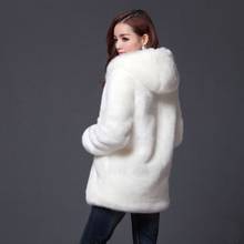 Women Warm Winter Thick Fur Faux Fur Coat Medium-long Hooded Rabbit Fur Coats Jackets Plus Size M-3XL White Black 2024 - buy cheap