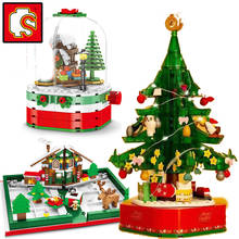Sembo Blocks Christmas Tree Reindeer House Model Sets Building Bricks Toy Father City Winter Brickheadz Santa Claus Elk New Year 2024 - buy cheap