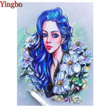 Woman surrounded by flowers DIY 5D Diamond Painting Full square Round drill Mosaic diamond cross stitch Diamond Embroidery Sets 2024 - buy cheap
