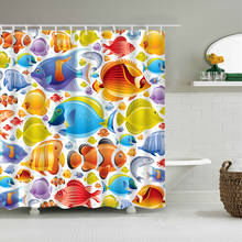 High Quality Cartoon Printed Fabric Shower Curtains Ocean Cute Fish Bath Screen Waterproof  Bathroom Decor with 12 Hooks 2024 - buy cheap