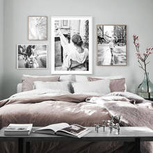 Элегантная женская черно-белая настенная Картина на холсте фигурка плакат винтажные плакаты и принты настенные картины для гостиной 2024 - купить недорого