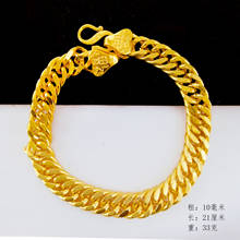 Pulsera de Color dorado para hombre y mujer, joyería de compromiso de boda, pulsera de cadena de reloj ancha de lujo, no se decolora, regalos finos 2024 - compra barato