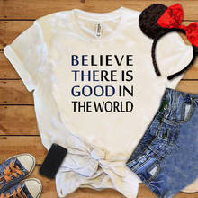 Рубашка Believe Is Good In The World, футболка унисекс с пословицей, Готическая женская футболка с коротким рукавом, женские хипстерские Топы 2024 - купить недорого