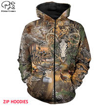 Deer Skull Hunting Camo 3d all over Printed Unisex hoodies Harajuku Fashion Casual Hooded Sweatshirt zip hoodies 2024 - buy cheap