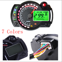 Luz Digital LCD para motocicleta, velocímetro, tacómetro, odómetro, ajustable, 7 colores, Universal, 15000RPM 2024 - compra barato