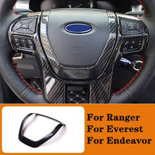 Fit for Ford Ranger Everest Endeavour 2015 2016 2017 2018 2019 2020 Carbon fiber color Steering Wheel Frame Decorator Cover 2024 - buy cheap