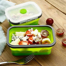 1pc Collapsible Silicone Food Lunch Box Dinnerware Foldable Fruit Salad Storage Food Box Container Tableware BPA Free 2024 - buy cheap