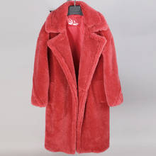 Jaquetas de inverno moda feminina, casacos longos de lã natural de pele de carneiro, urso de pelúcia quente e real, casaco com pele de raposa, 2020 2024 - compre barato