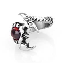 Men Man-made Red stone Scorpion Wrap Silver color 316L Stainless Steel Ring 2024 - buy cheap