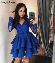 Royal Blue Cocktail Dresses 2020 Party Night Short Prom Dresses Homecoming Vestidos De Gala Women Long Sleeves Graduation Gowns 2024 - buy cheap
